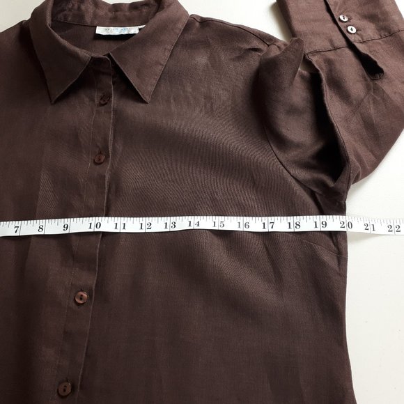 Alice Blue Button Down Brown Linen Tunic - Picture 5 of 15